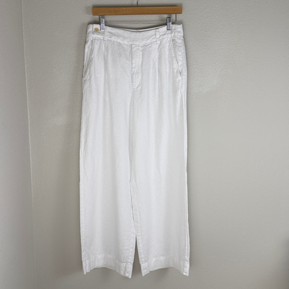 Madewell Women's The Harlow Wide-Leg Pant in 100% Linen Eyelet White 8 - Picture 4 of 14